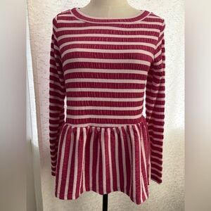 DG2 by Diane Gilman Fuchsia and White Striped Long Sleeve Top
